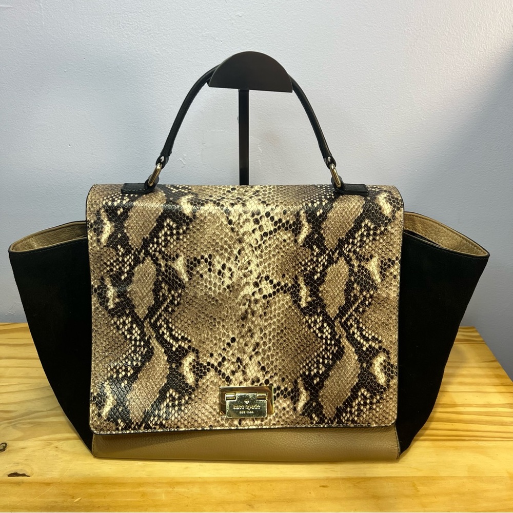 Kate Spade Dune Black Magnolia Park Exotic Large Laurel Satchel